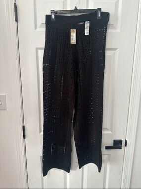 Boohoo Mens Black Crochet Knit Pants